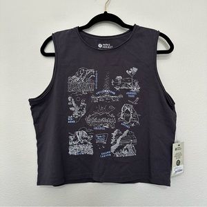 NWT parks project womens national parks welcome tank grey size M medium raw edge